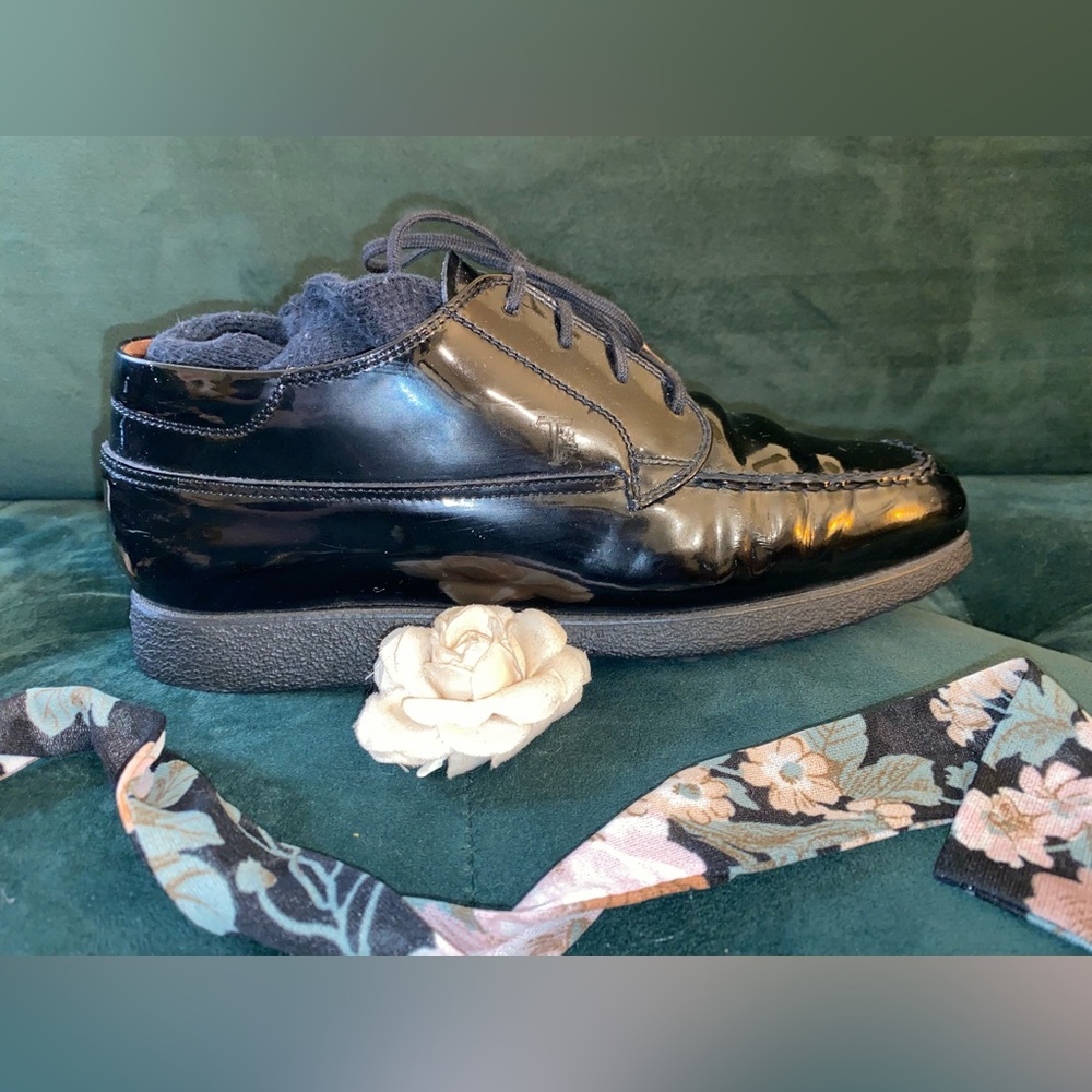 📚 Vintage 90’s Dark Academia Tod’s Patent Leather Oxford  Loafers Mary Jane - Picture 3 of 9
